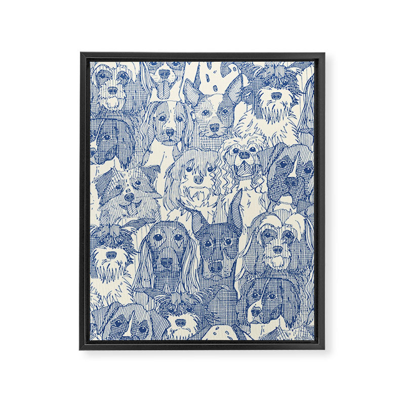 dogs aplenty classic blue pearl Framed Canvas Print Gallery Image 6