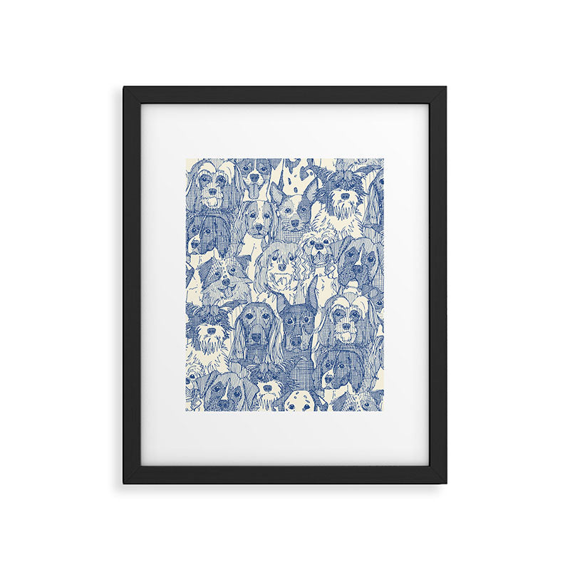 dogs aplenty classic blue pearl Framed Art Print Gallery Image 5