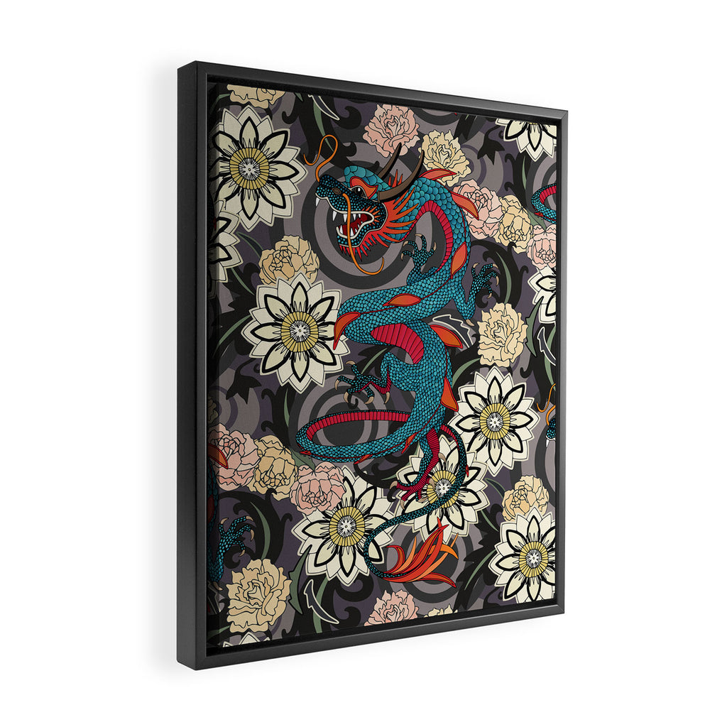 dragon tattoo dark Framed Canvas Print Gallery Image 2
