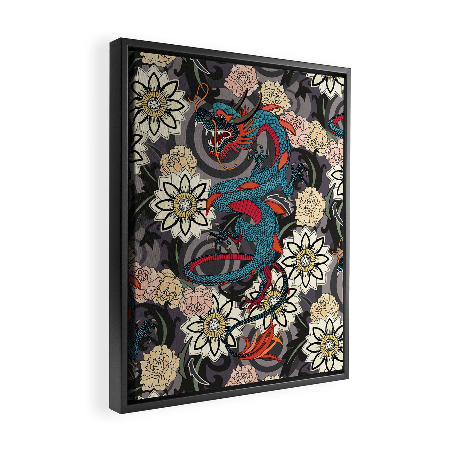 dragon tattoo dark Framed Canvas Print Gallery Image 2