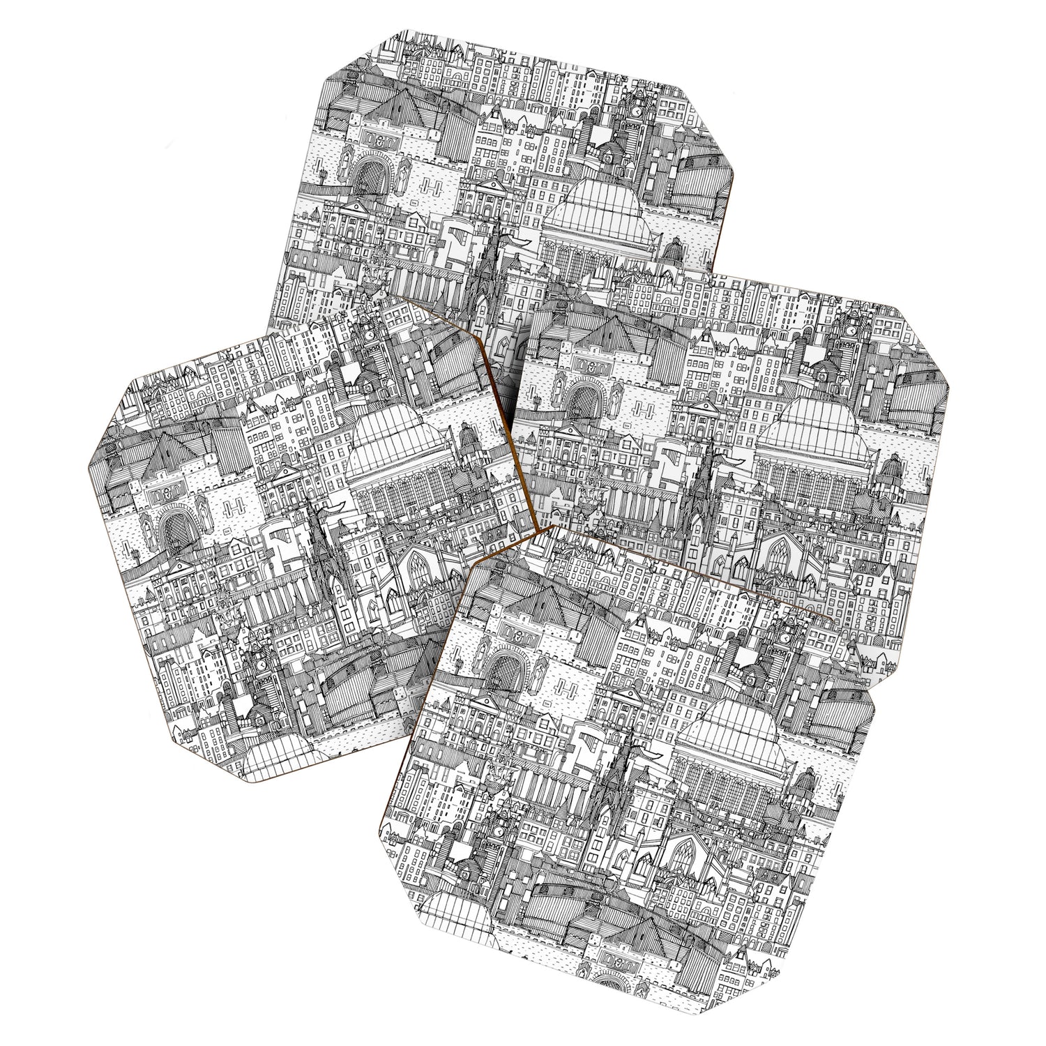 Edinburgh toile black white Coaster Gallery Image 1