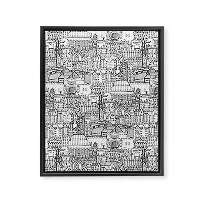 Edinburgh toile black white Framed Canvas Print Gallery Image 1