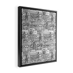 Edinburgh toile black white Framed Canvas Print Gallery Image 2