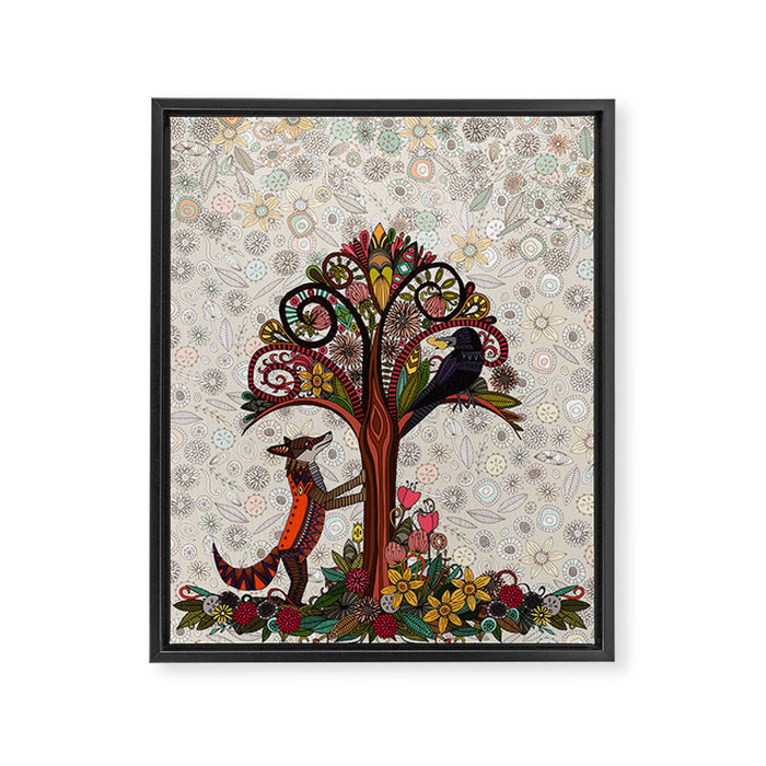 fox and crow Framed Canvas Print Gallery Image 1