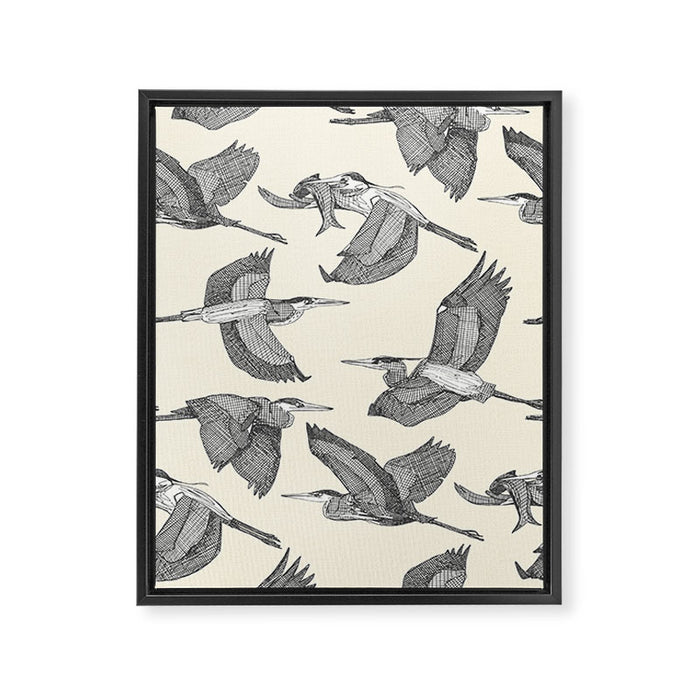 great blue herons pearl Framed Canvas Print Gallery Image 1