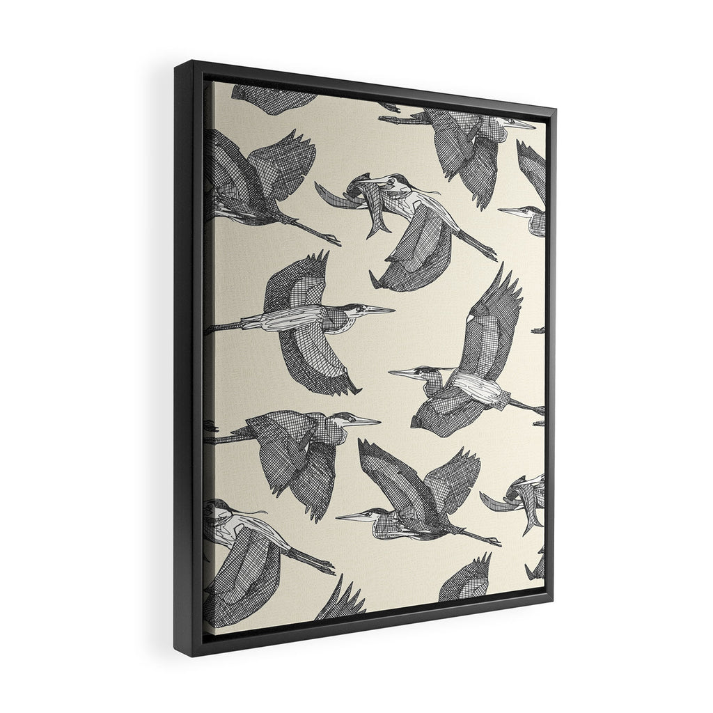great blue herons pearl Framed Canvas Print Gallery Image 2
