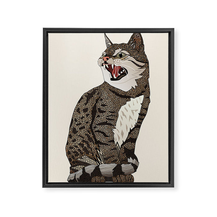 Indian desert cat off white Framed Canvas Print Gallery Image 1