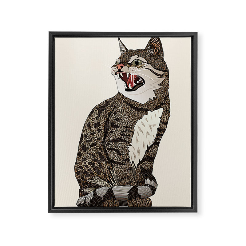 Indian desert cat off white Framed Canvas Print Gallery Image 6