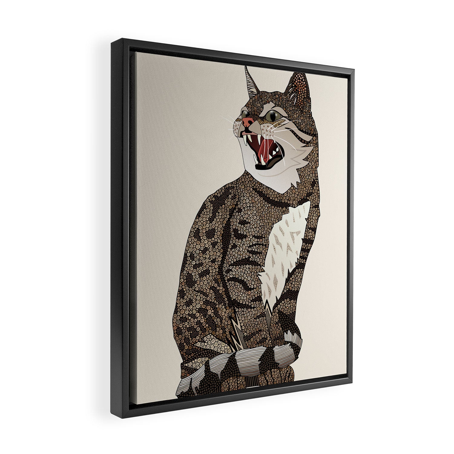 Indian desert cat off white Framed Canvas Print Gallery Image 2
