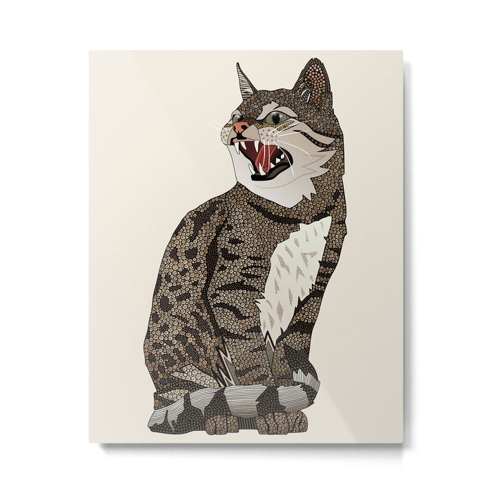 Indian desert cat off white Metal Print Gallery Image 1