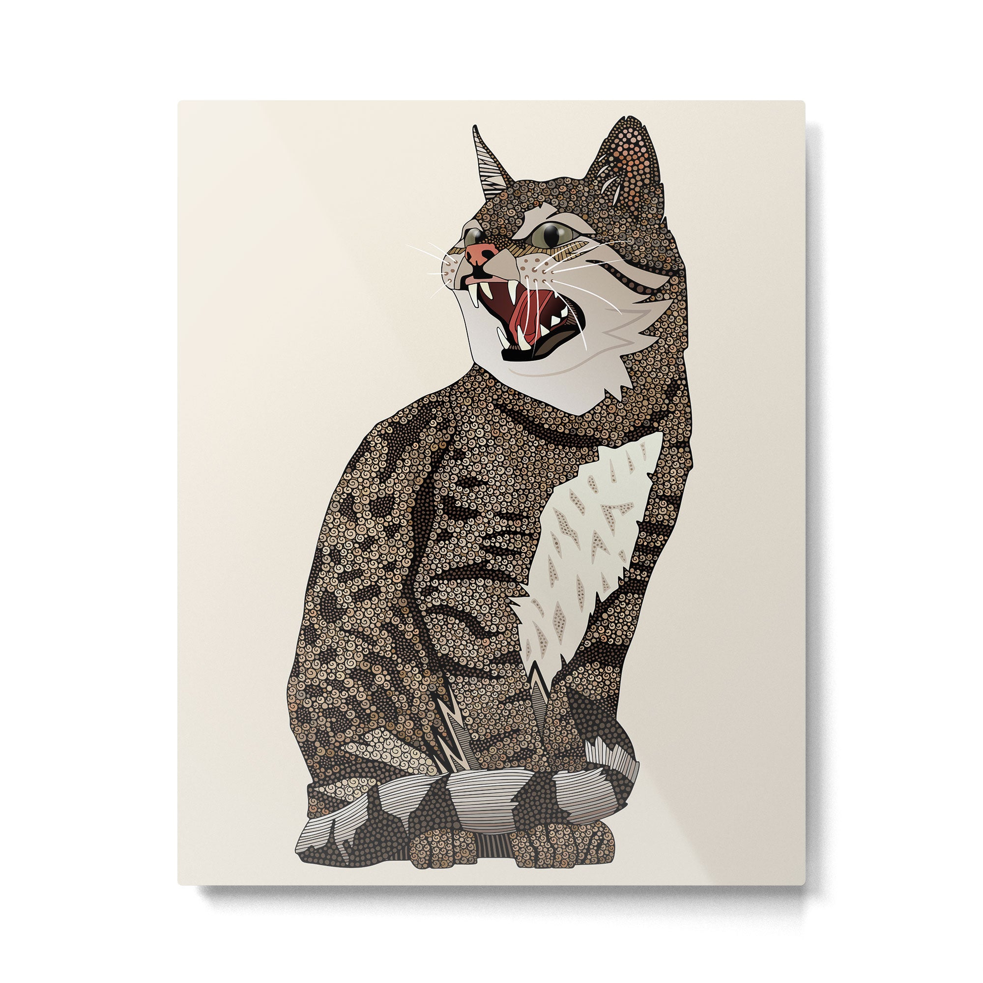 Indian desert cat off white Metal Print Gallery Image 4