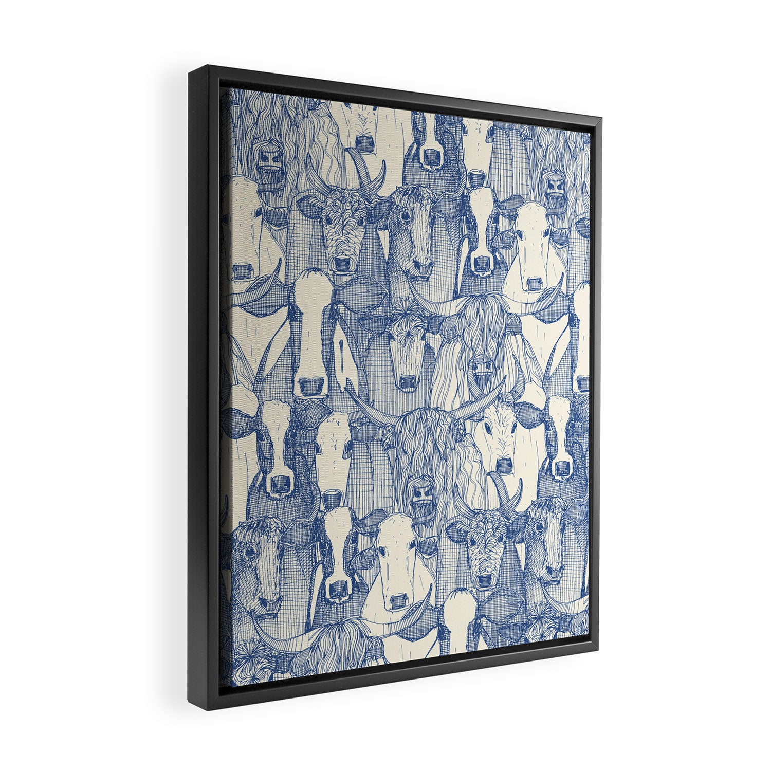 just cattle classic blue pearl Framed Canvas Print Gallery Image 2
