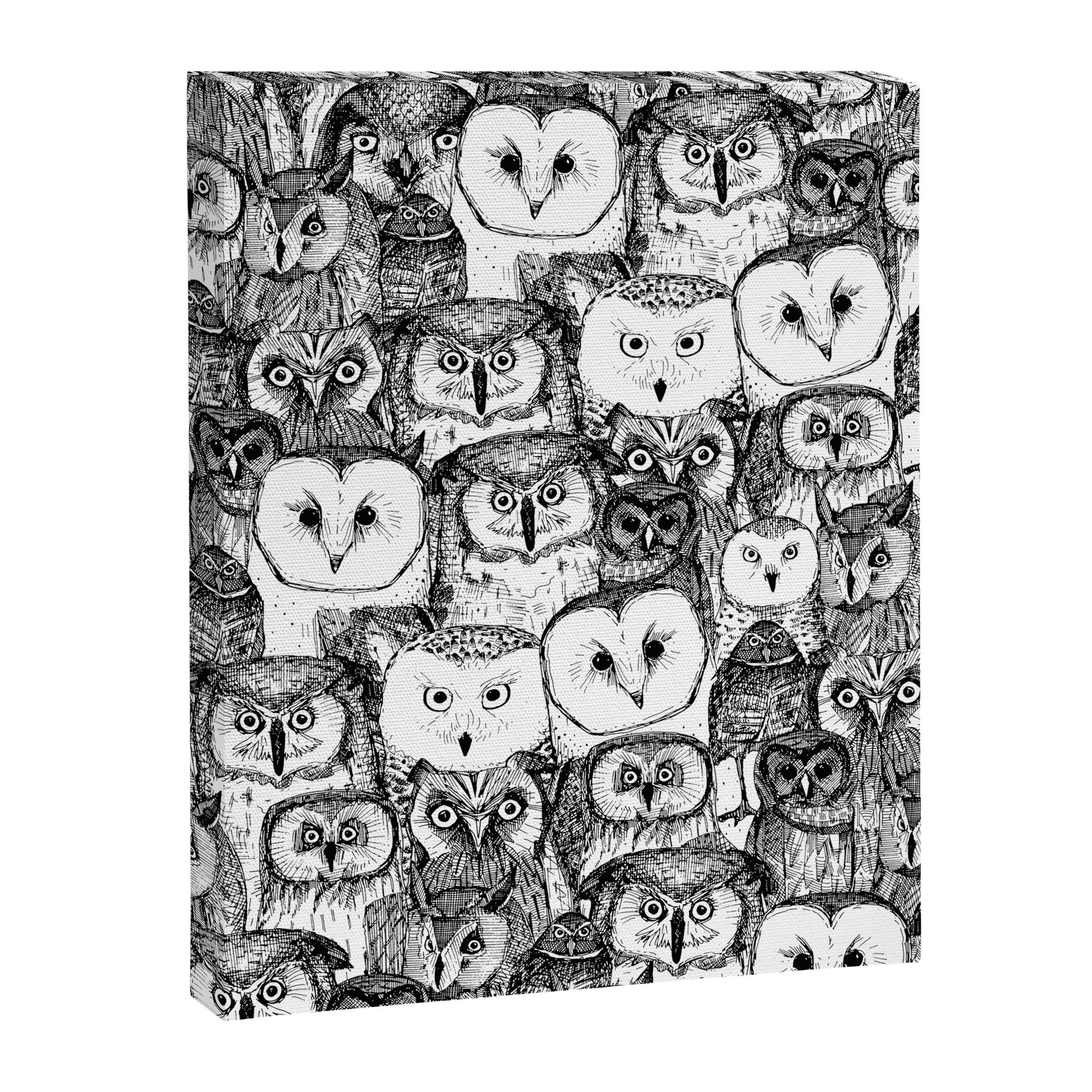 just owls black white Canvas Print Gallery Image 8