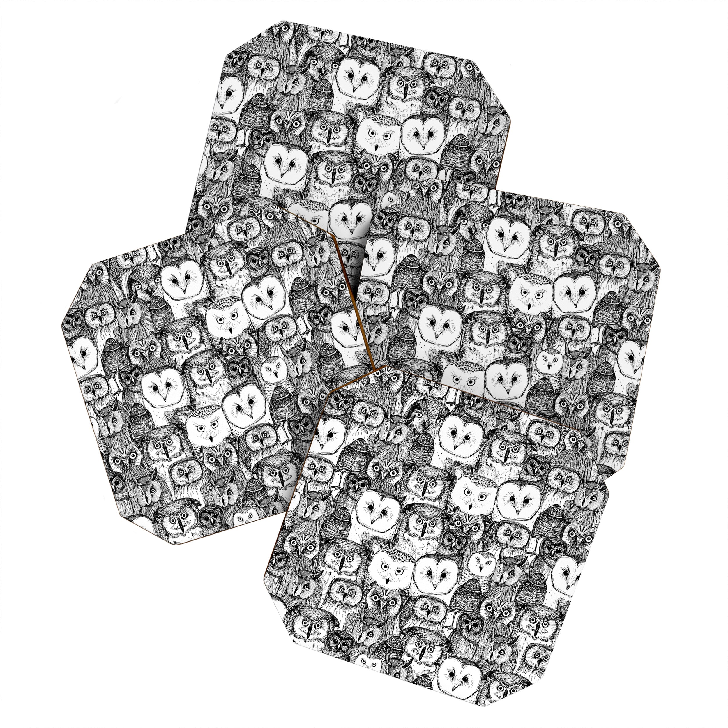 just owls black white Coaster Gallery Image 1