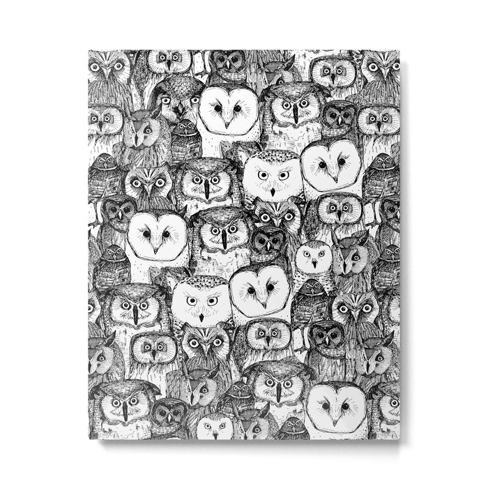 just owls black white Metal Print Gallery Image 1