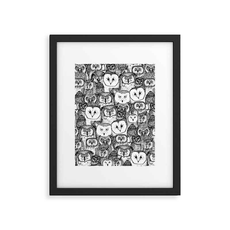 just owls black white Framed Art Print Gallery Image 6