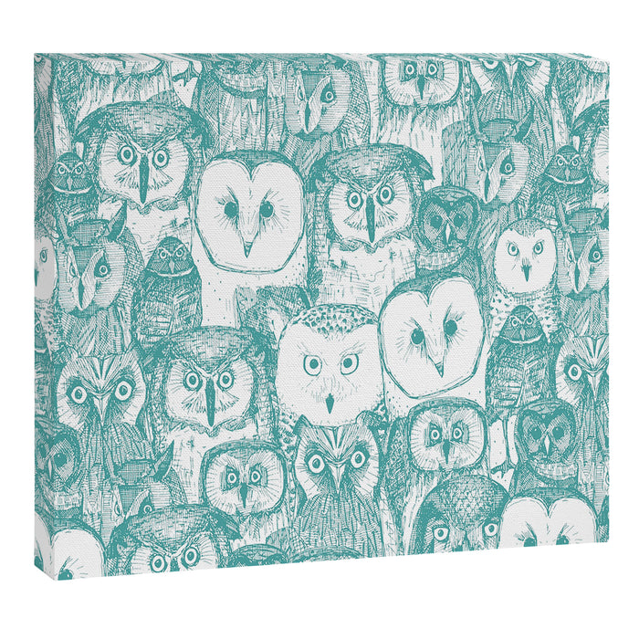 just owls teal blue Canvas Print Gallery Image 1