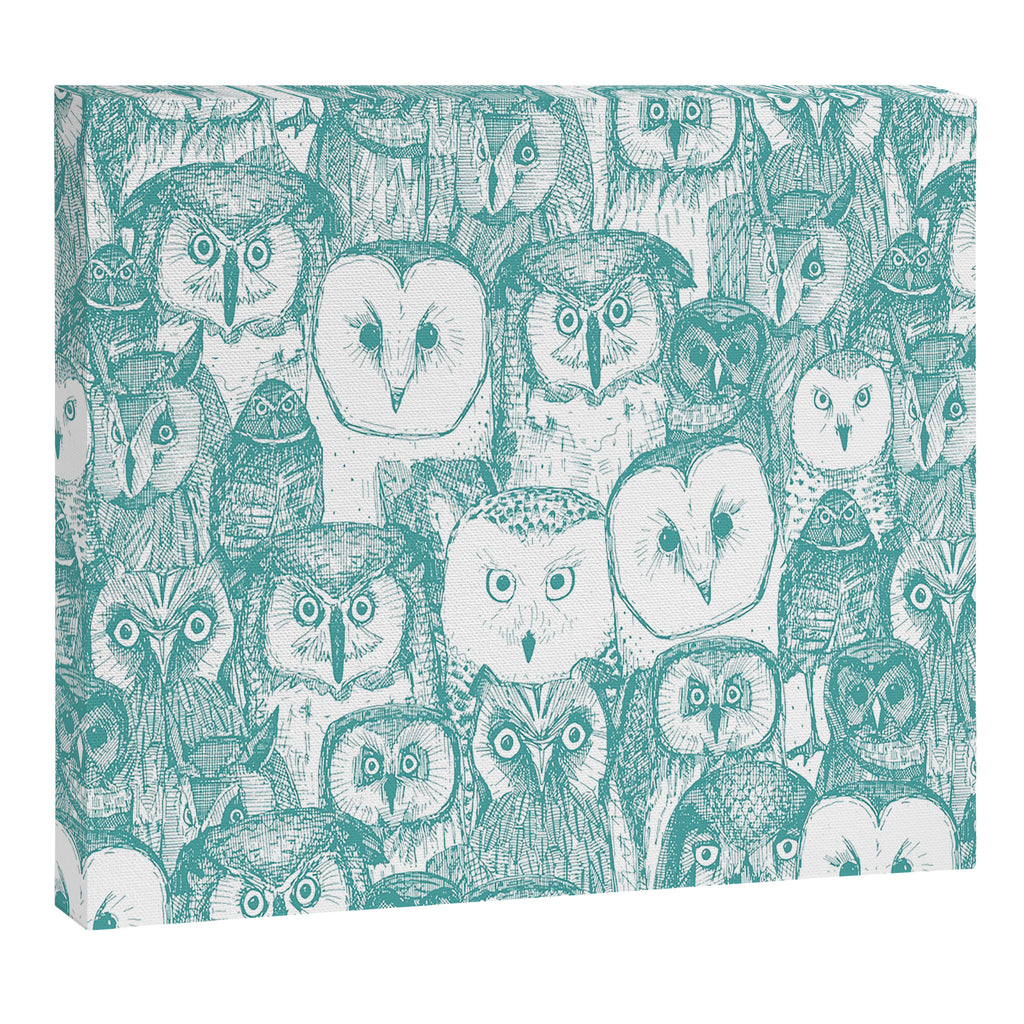just owls teal blue Canvas Print Gallery Image 8