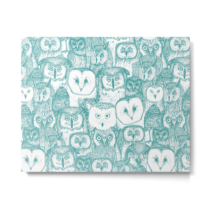 just owls teal blue Metal Print Gallery Image 1