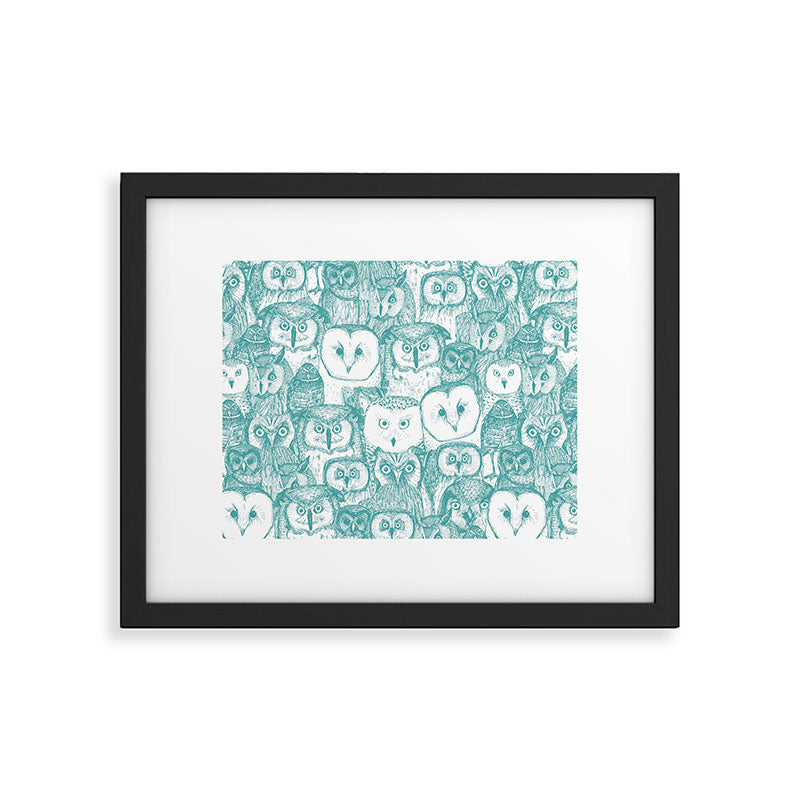 just owls teal blue Framed Art Print Gallery Image 6