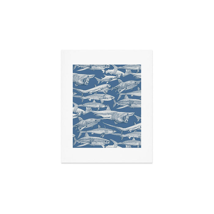just sharks cobalt denim Art Print Gallery Image 1