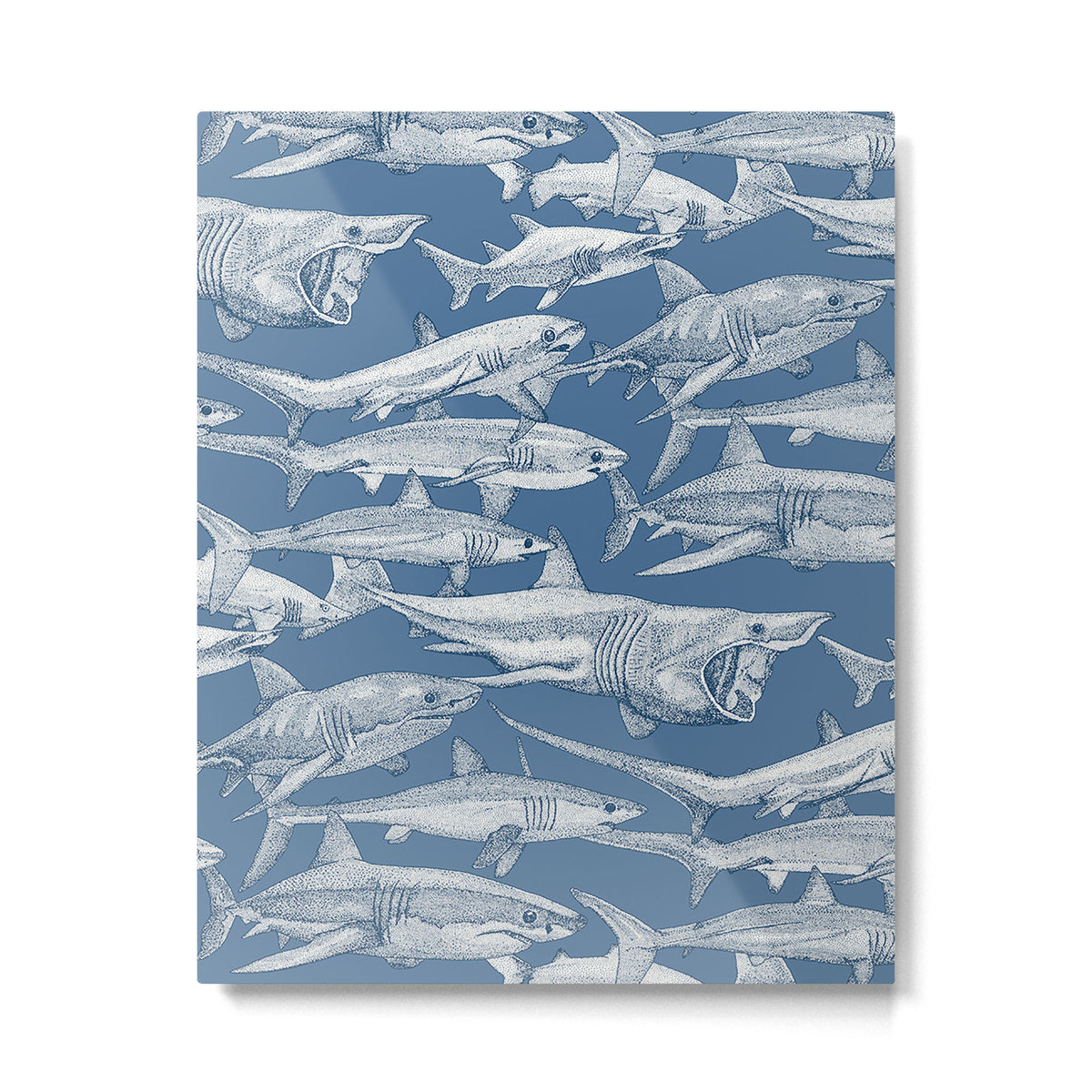 just sharks cobalt denim Metal Print Gallery Image 6