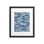 just sharks cobalt denim Framed Art Print Gallery Image 6