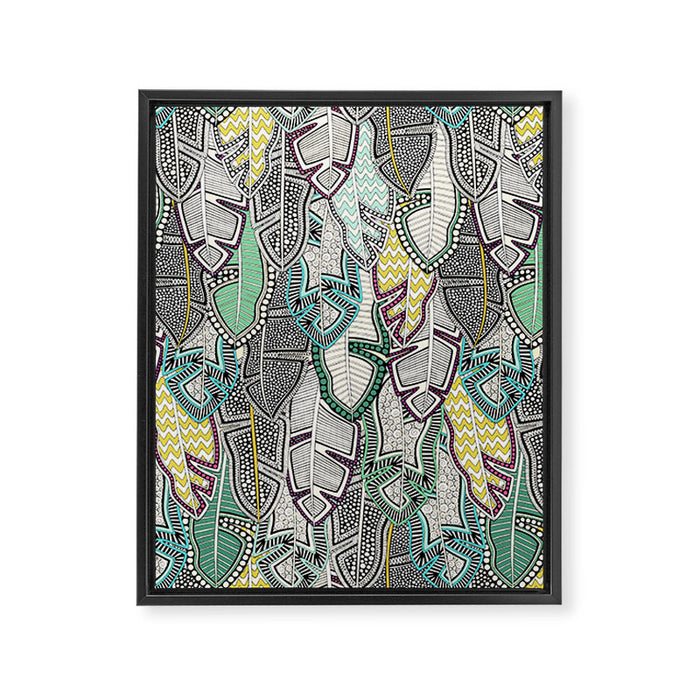 layered palm leaves Framed Canvas Print Gallery Image 1