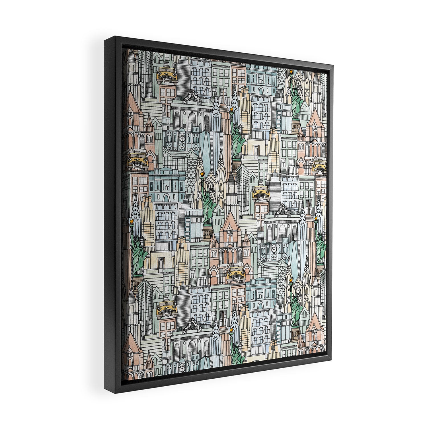 New York watercolor Framed Canvas Print Gallery Image 2