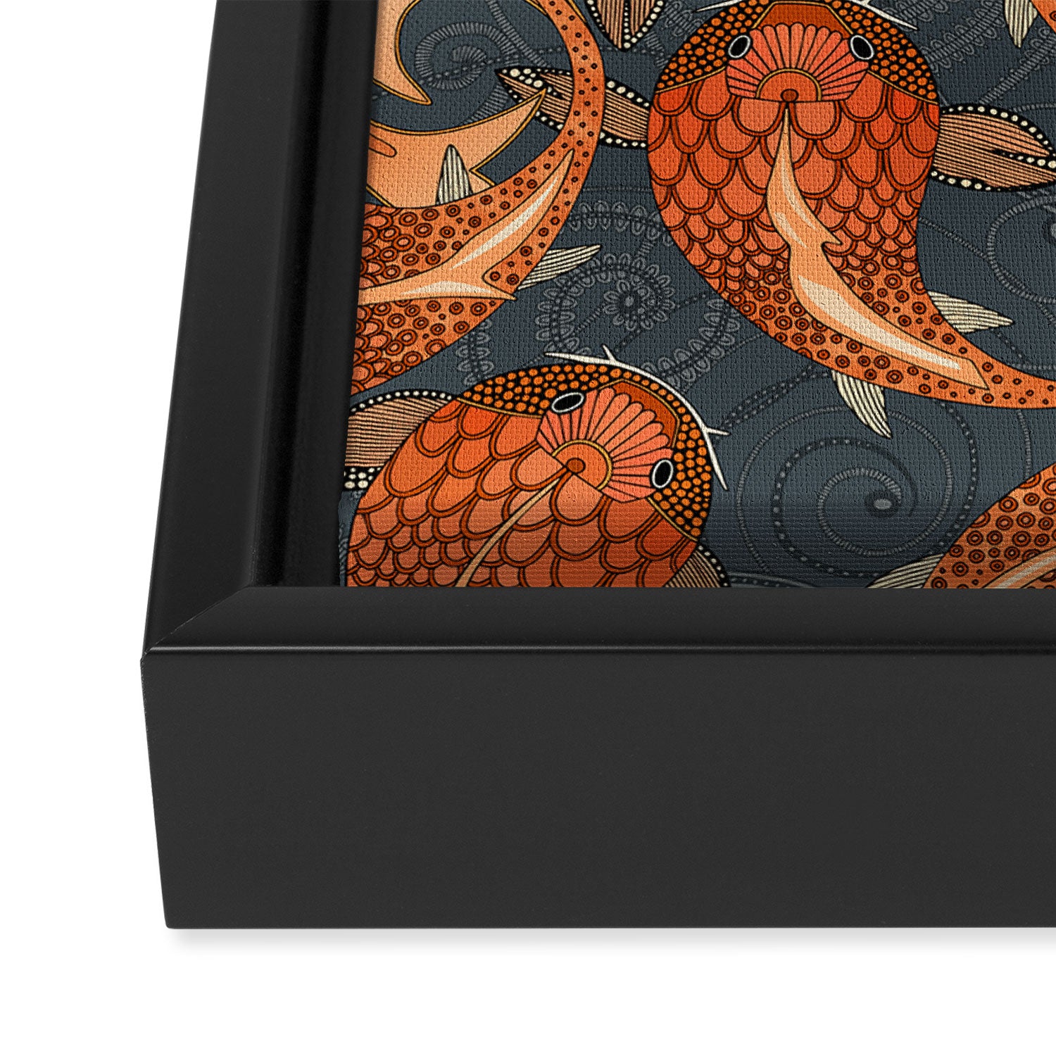 paisley fish gray Framed Canvas Print Gallery Image 3