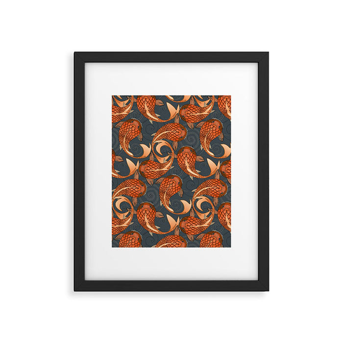 paisley fish gray Framed Art Print Gallery Image 1