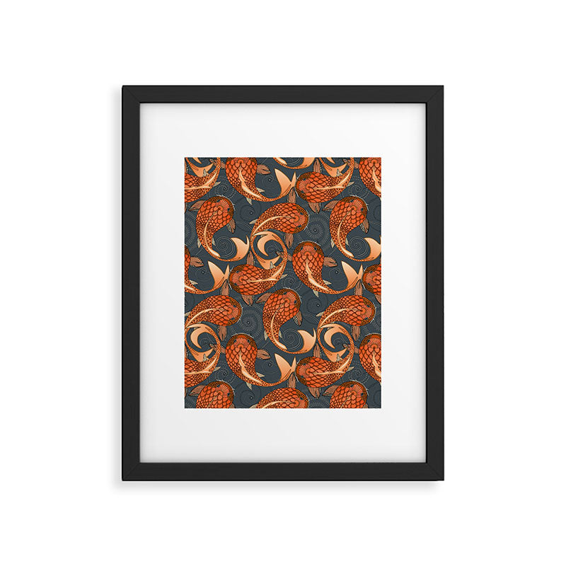 paisley fish gray Framed Art Print Gallery Image 6