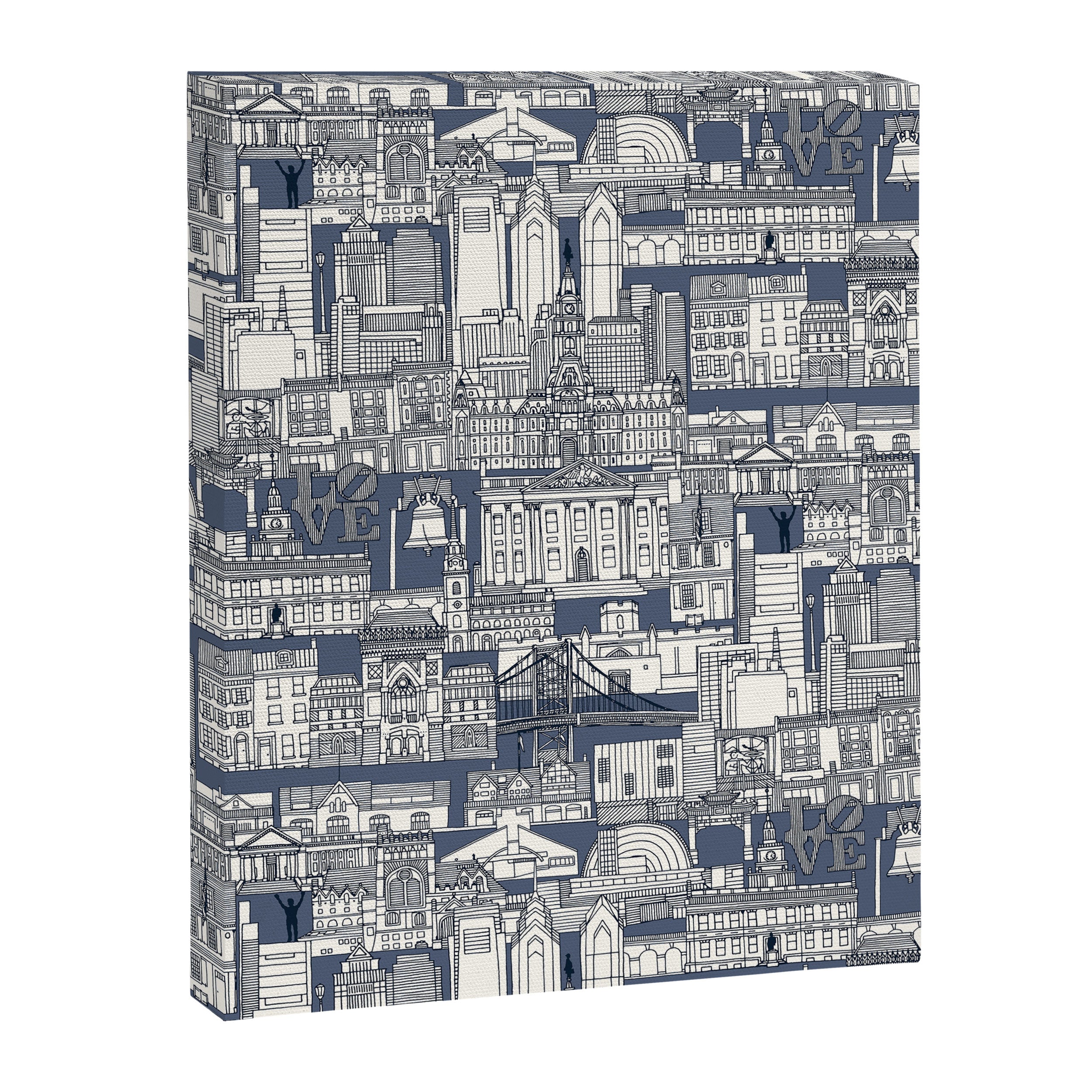 Philadelphia toile blue indigo Canvas Print Gallery Image 8