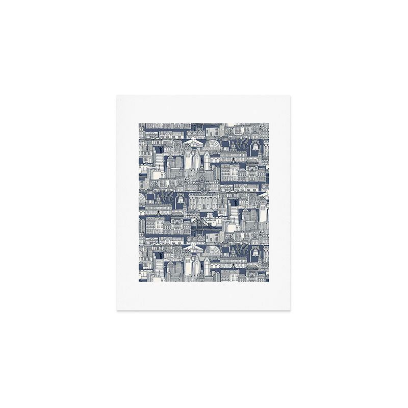 Philadelphia toile blue indigo Art Print Gallery Image 1