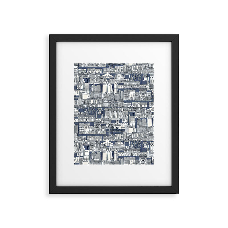 Philadelphia toile blue indigo Framed Art Print Gallery Image 6