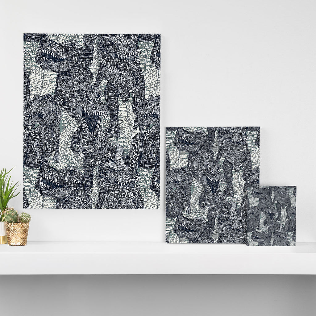 Tyrannosaurus rex indigo Canvas Print Gallery Image 3