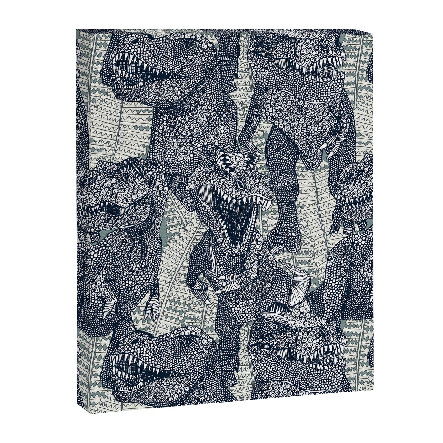 Tyrannosaurus rex indigo Canvas Print Gallery Image 3