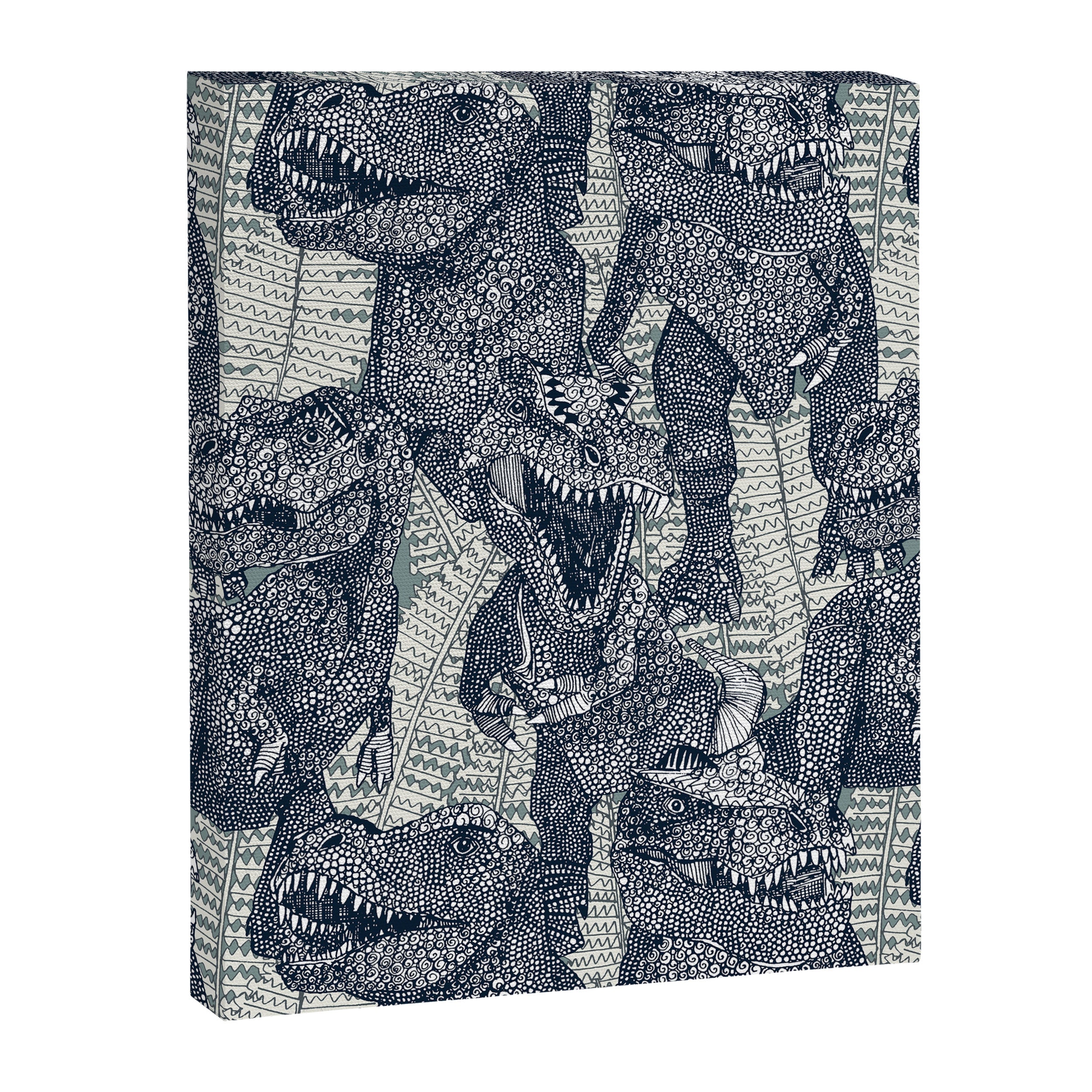 Tyrannosaurus rex indigo Canvas Print Gallery Image 3