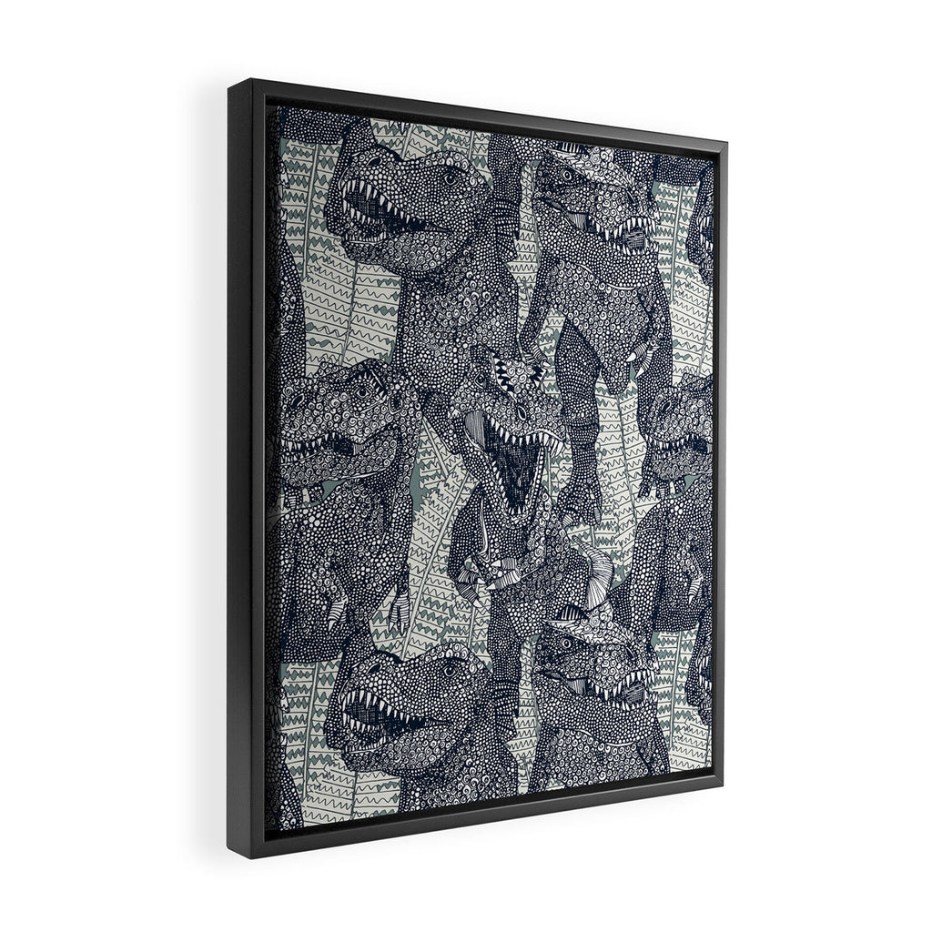 Tyrannosaurus rex indigo Framed Canvas Print Gallery Image 2
