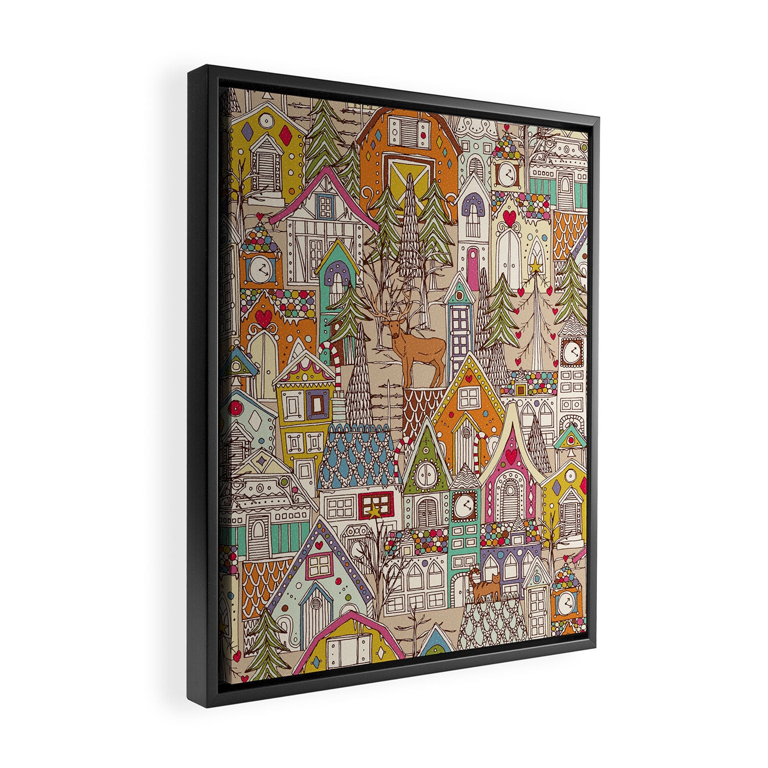 vintage gingerbread town Framed Canvas Print Gallery Image 2