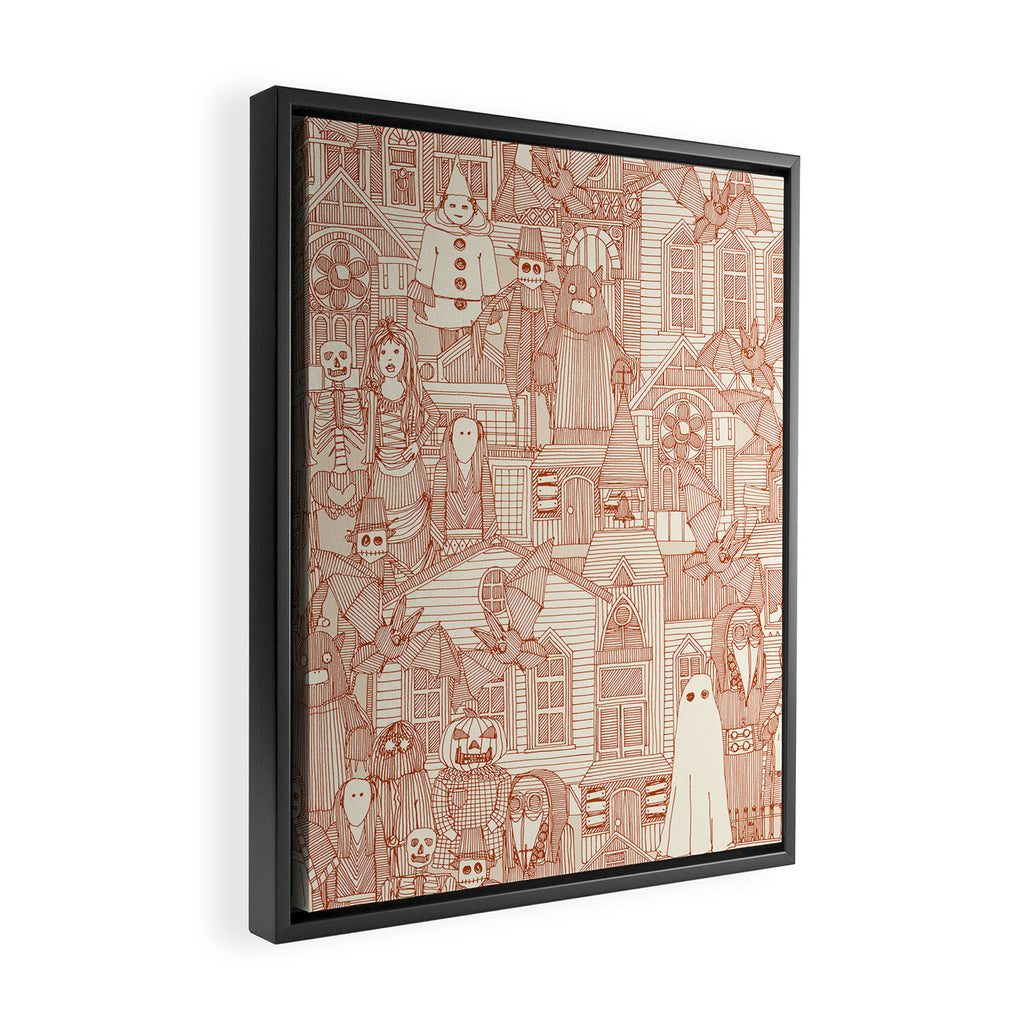 vintage halloween rust ivory Framed Canvas Print Gallery Image 2