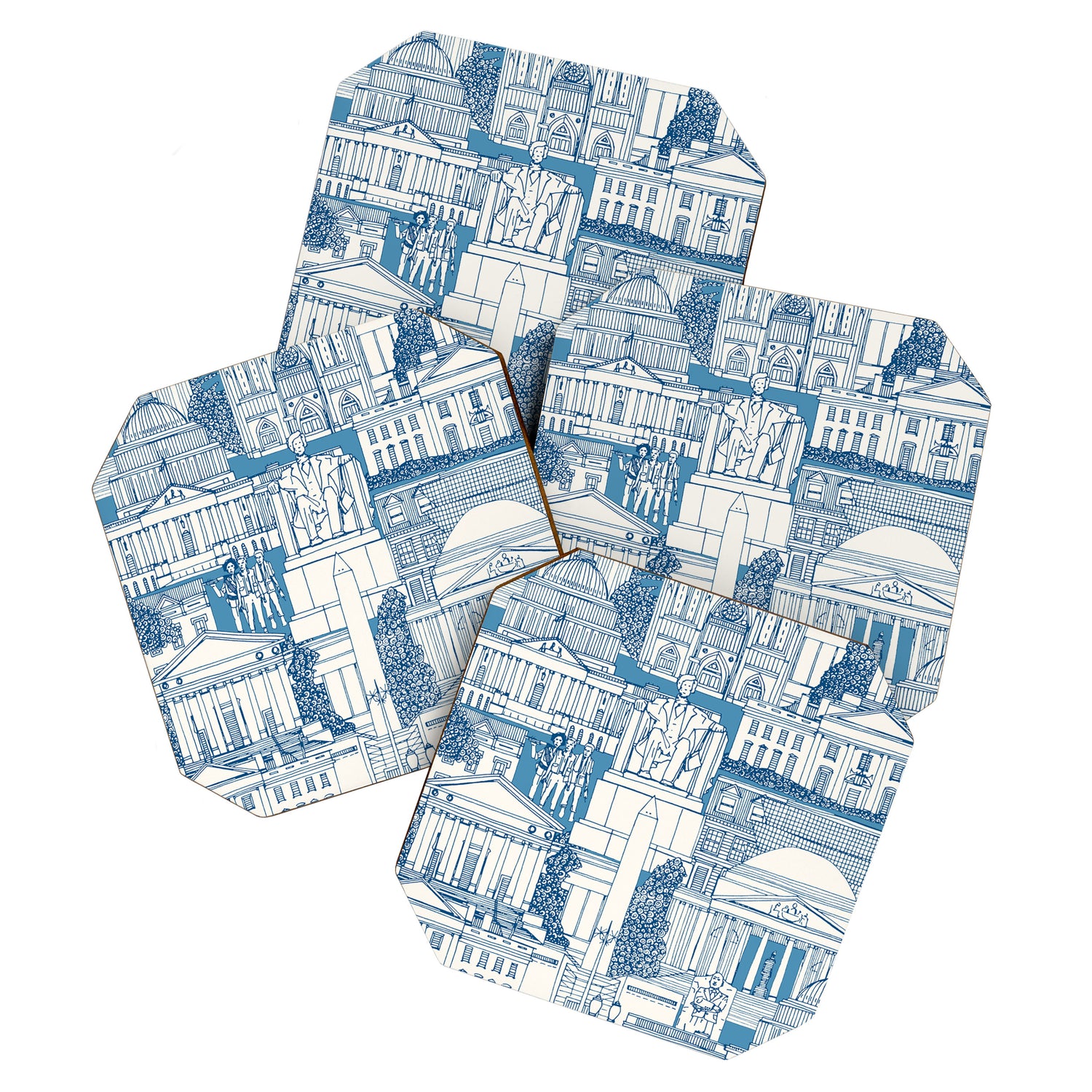 Washington DC toile blue Coaster Gallery Image 1