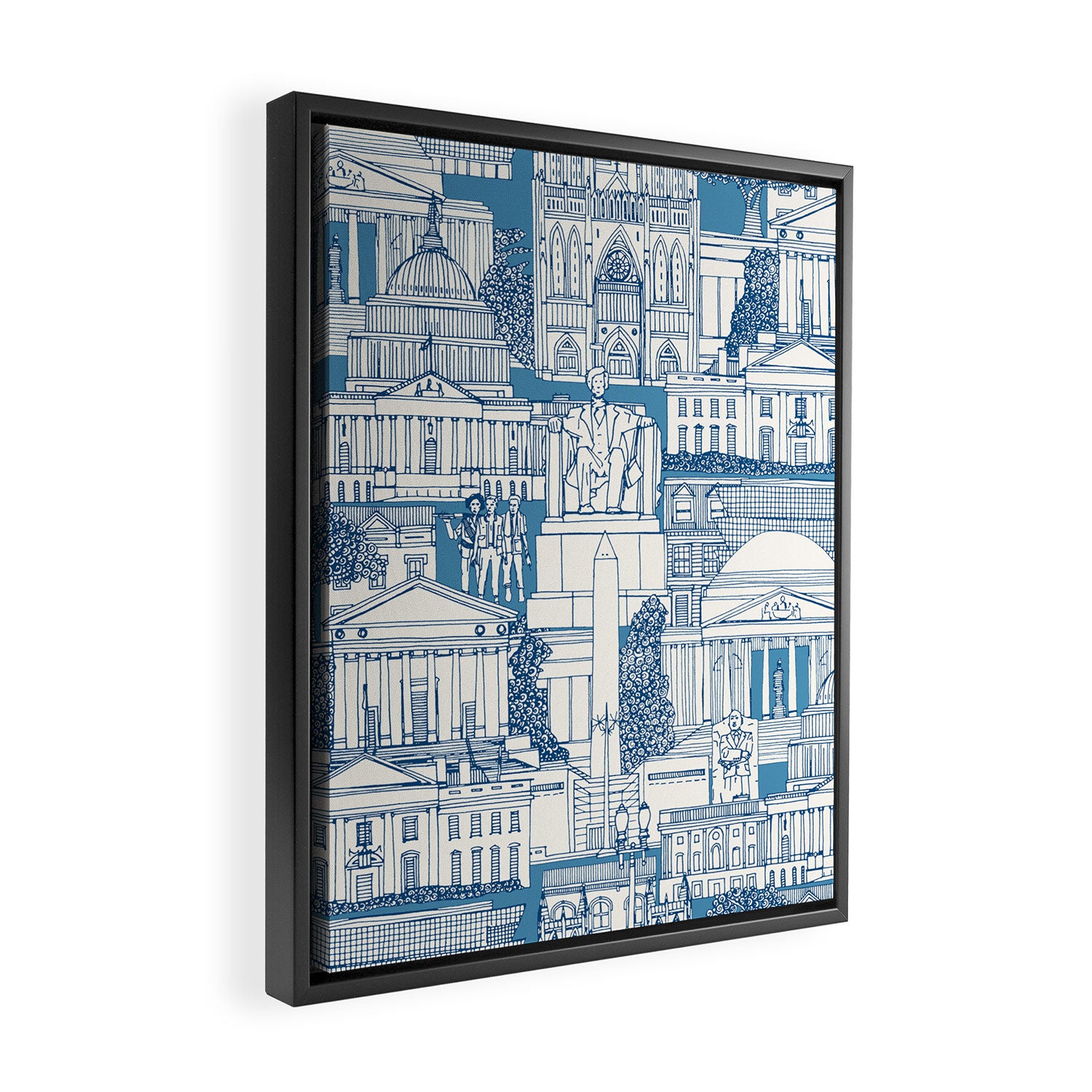 Washington DC toile blue Framed Canvas Print Gallery Image 2