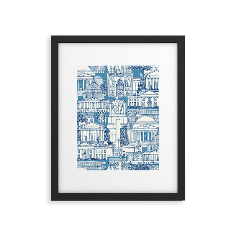 Washington DC toile blue Framed Art Print Gallery Image 6