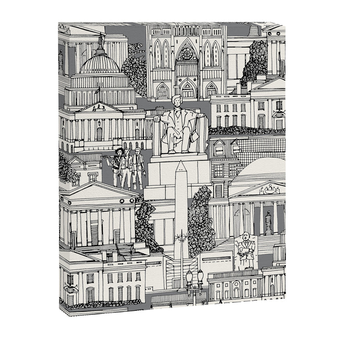 Washington DC toile gray Canvas Print Gallery Image 1