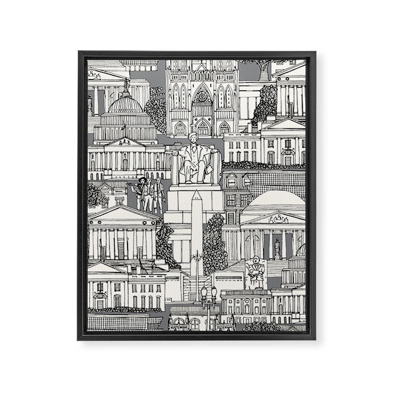 Washington DC toile gray Framed Canvas Print Gallery Image 8