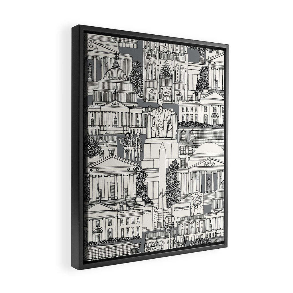 Washington DC toile gray Framed Canvas Print Gallery Image 2