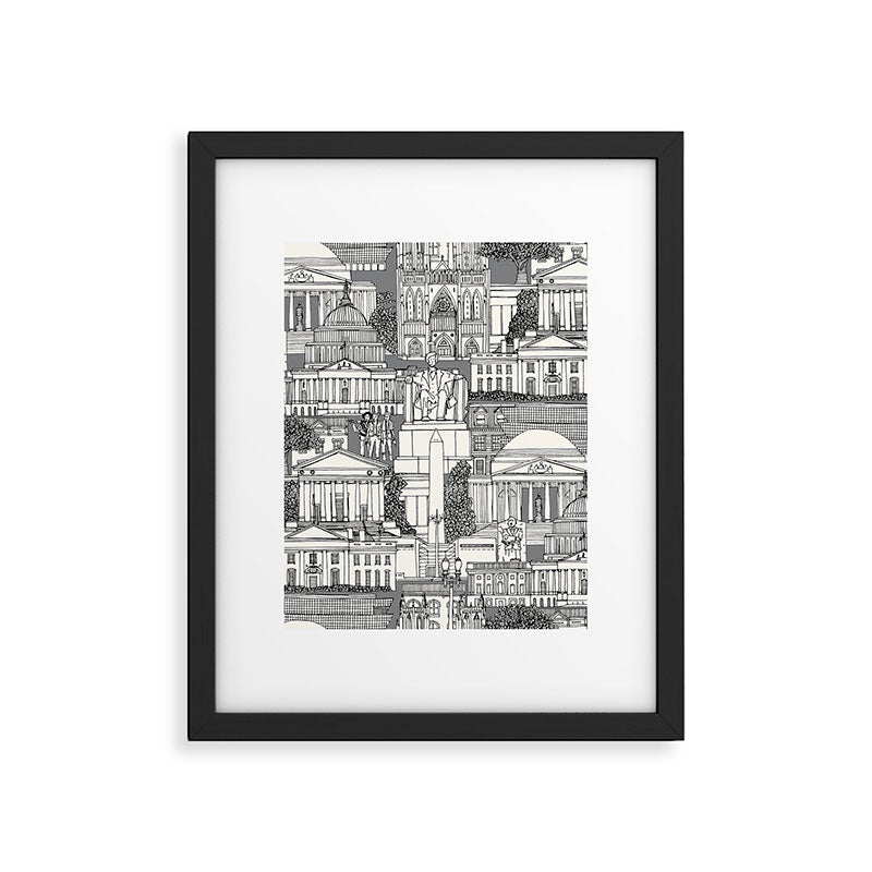 Washington DC toile gray Framed Art Print Gallery Image 6