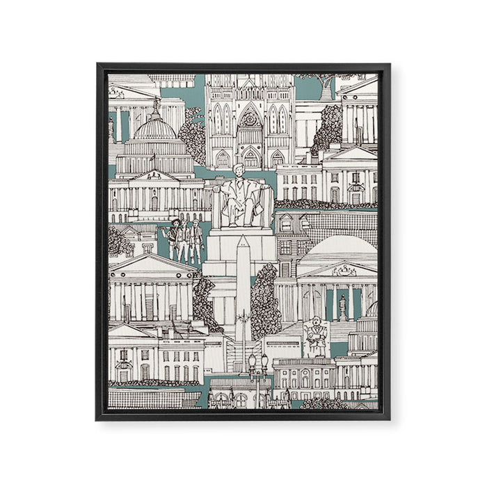 Washington DC toile juniper Framed Canvas Print Gallery Image 1