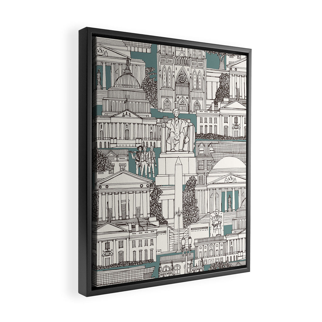 Washington DC toile juniper Framed Canvas Print Gallery Image 2